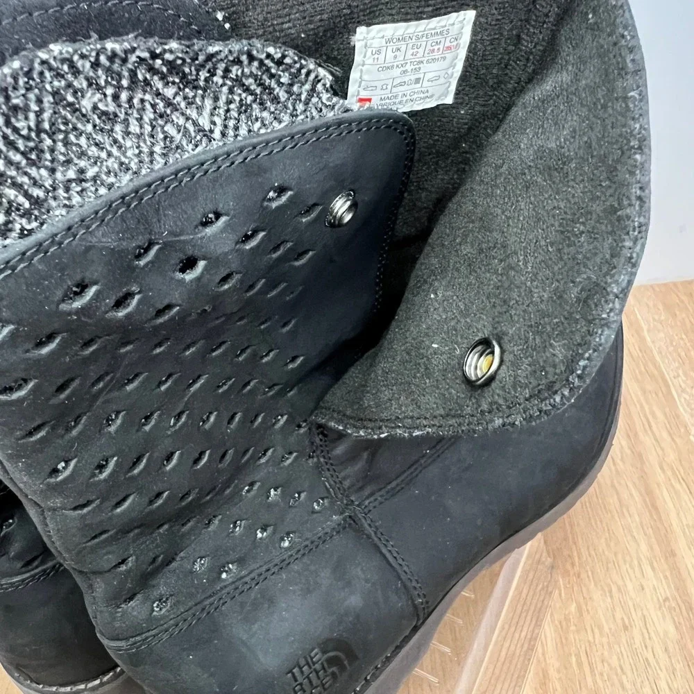 The North Face Ballad Tall Leather Boots Women Size 11 Black Slouchy CDK6 Winter